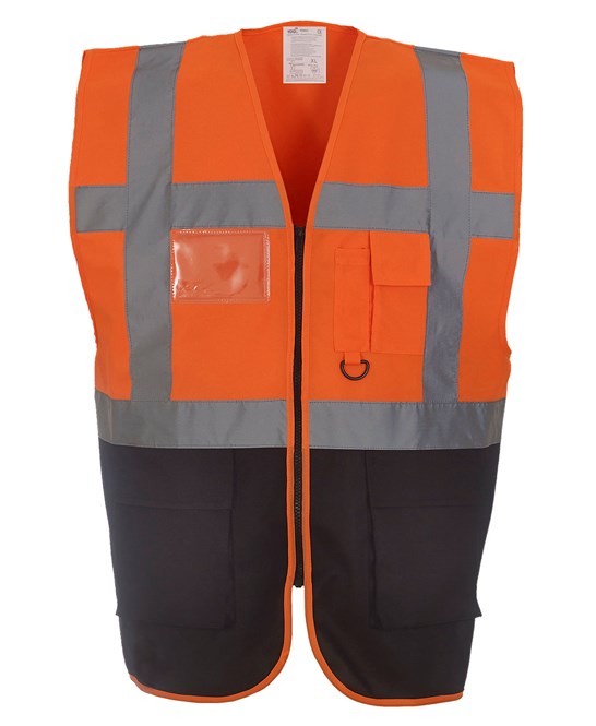 YK002 - Multifunctional executive hi-vis waistcoat (Contrast Colours)