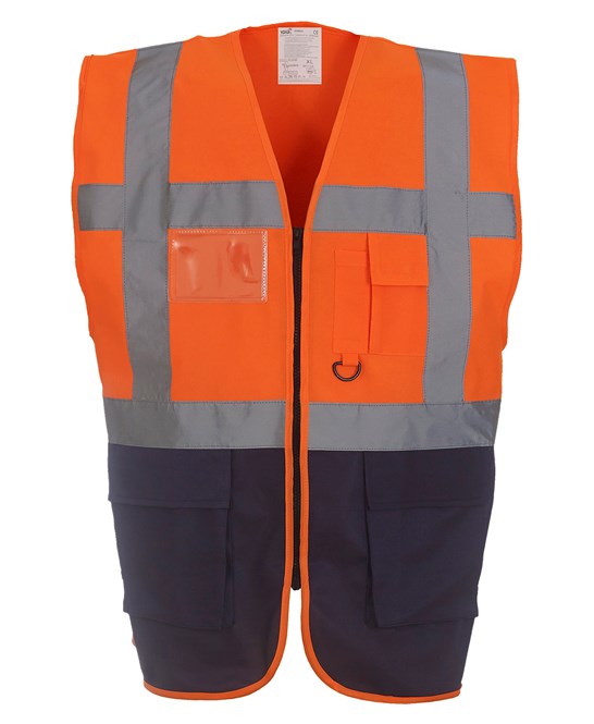 YK002 - Multifunctional executive hi-vis waistcoat (Contrast Colours)