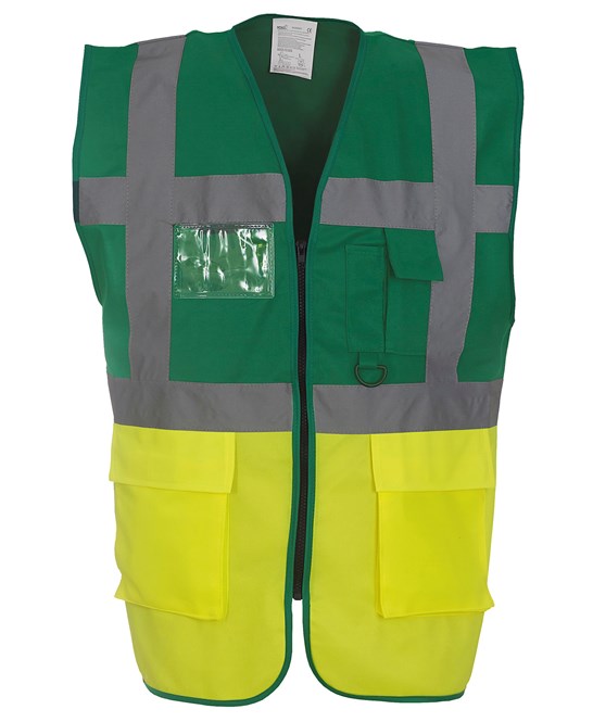 YK002 - Multifunctional executive hi-vis waistcoat (Contrast Colours)