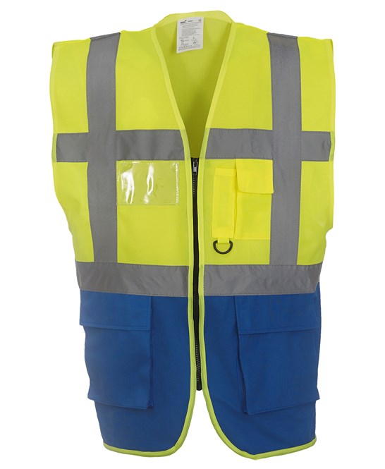 YK002 - Multifunctional executive hi-vis waistcoat (Contrast Colours)