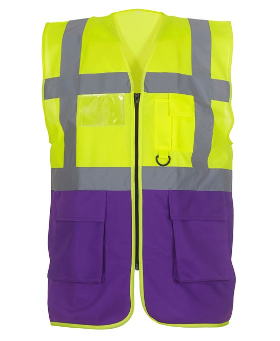YK002 - Multifunctional executive hi-vis waistcoat (Contrast Colours)
